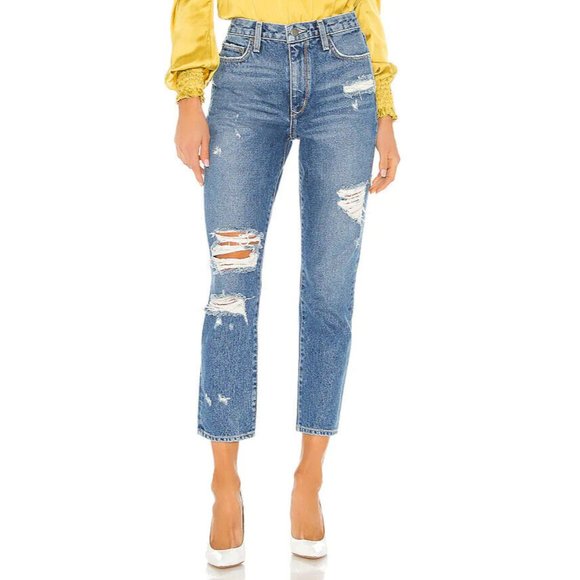 Lovers + Friends Denim - Lovers + Friends Jeans Logan High Rise Tapered Blue Distressed Hollywood